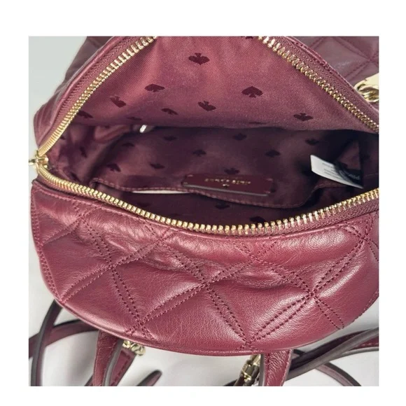 kate spade Quilted Wine Leather Mini Backpack with Gold Hardware - Picture 3 of 3